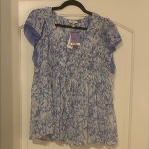 Joie Blue and White Tie-Dye Blouse